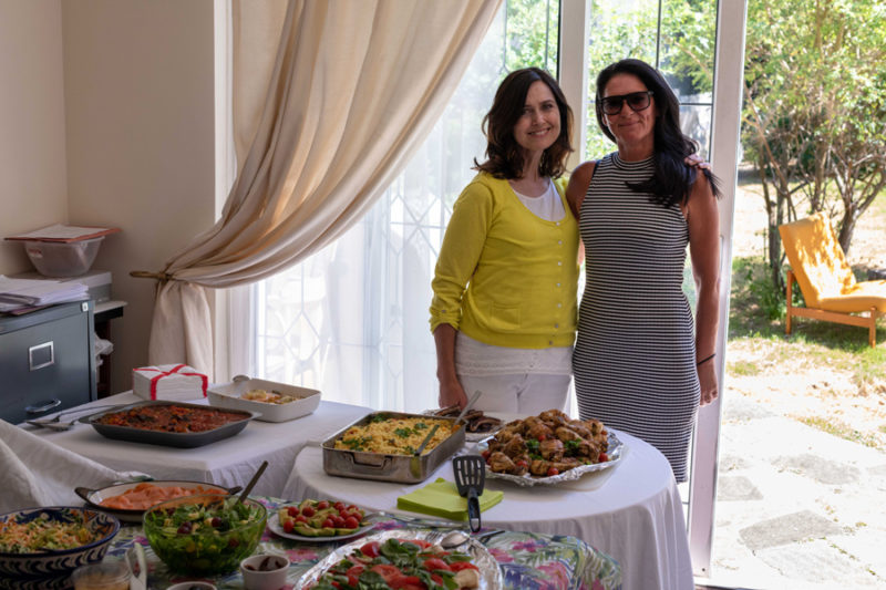 Let the feast begin: Women's Services support workers Gillian Lyons and Sarah McGoldrick.