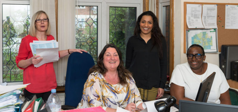 Head Office team, L-R: Judy McLellan (admin assistant), Dorothy Woodward-Pynn (admin manager), Sahra Khatun, Oye Oke (finance controller).