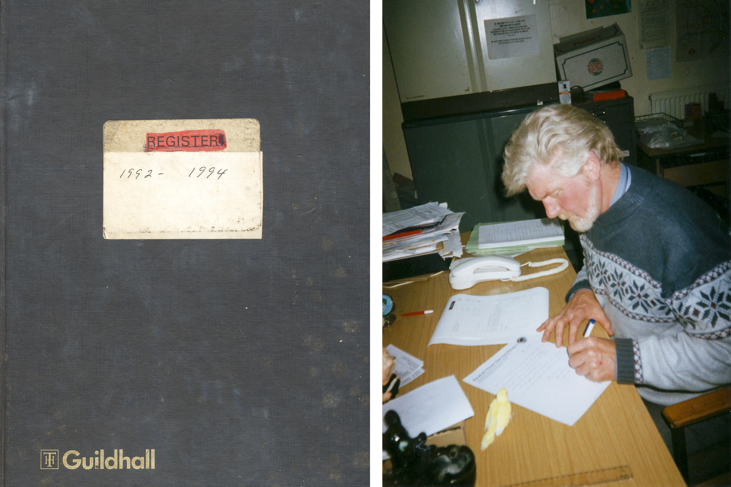 Above left: the first Stonhouse Street register. Above right: Fr John Kitchen.