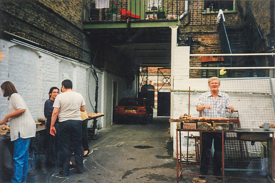 Where the great Kairos BBQ tradition began… Fr John Kitchen in the Stonhouse Street yard, 1993.