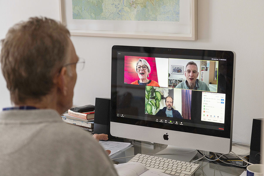 The Garden Day Programme team checks in on Zoom before group begins.