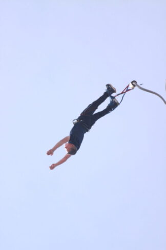 Image of Freddie, mid-bungee jump
