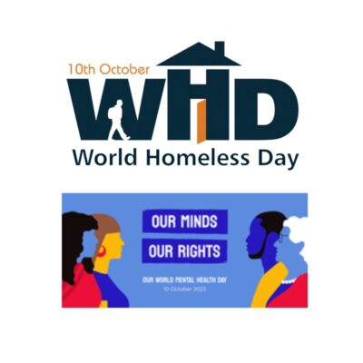 World Homeless Day logo; World Mental Health Day image